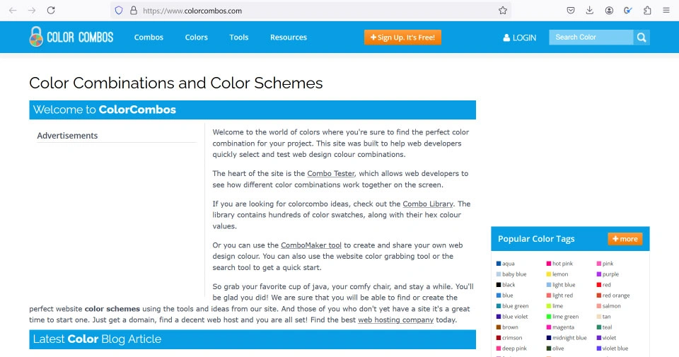 سایت colorcombos.com کمکی برای انتخاب رنگ در طراحی سایت